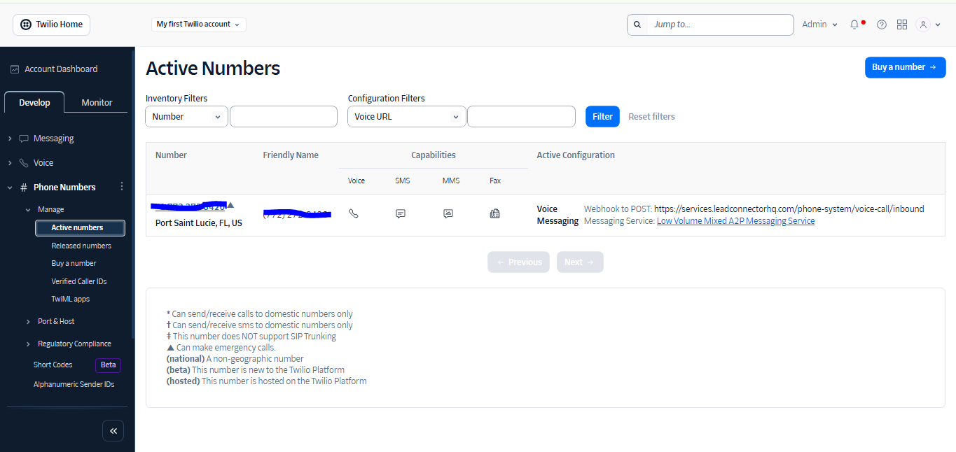 Approved Twilio A2P 10DLC brand and campaign registration screen for compliant SMS automation
