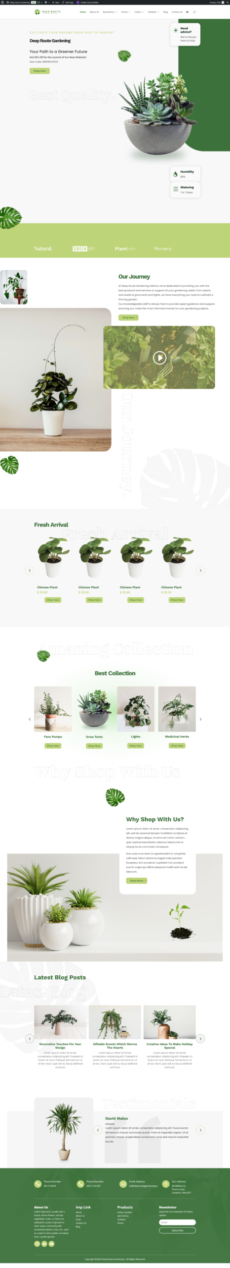 Deep Route Gardening local services WordPress website with service area pages and a quote request form