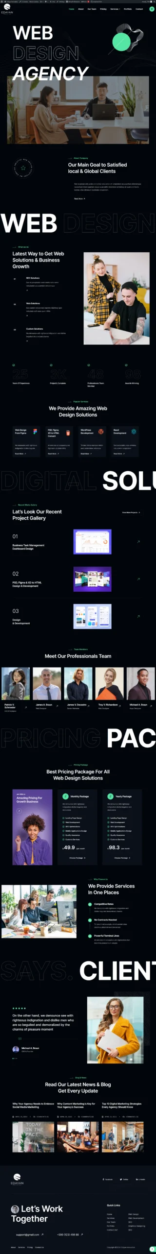 Web Design Agency Site — Agency site with a bold hero, capability sections and client logos.