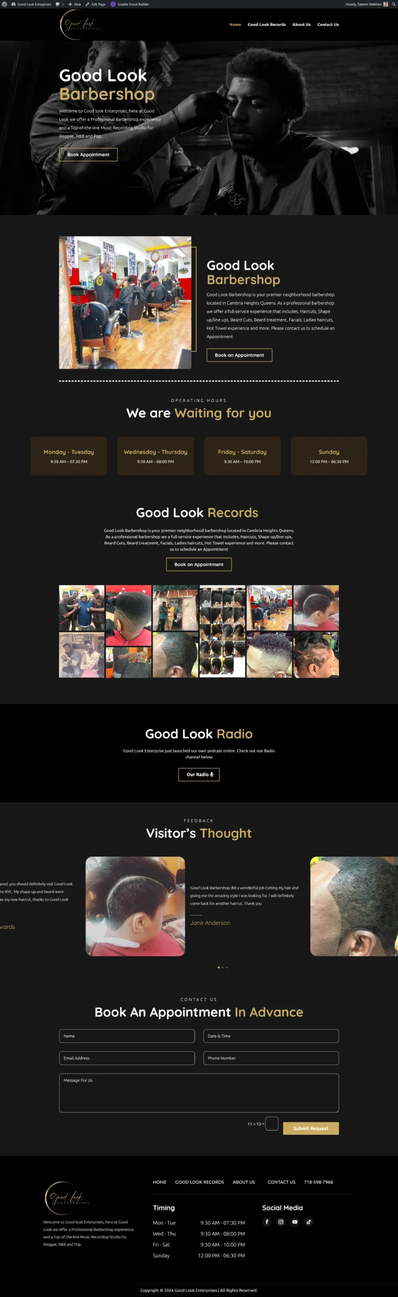Barbershop Website — Barbershop site with services, team, gallery and an appointment link.