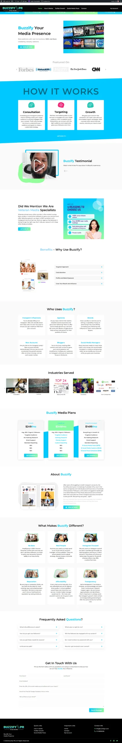 Media Agency Website — Agency site with a three-step explainer, client logos and a booking action.