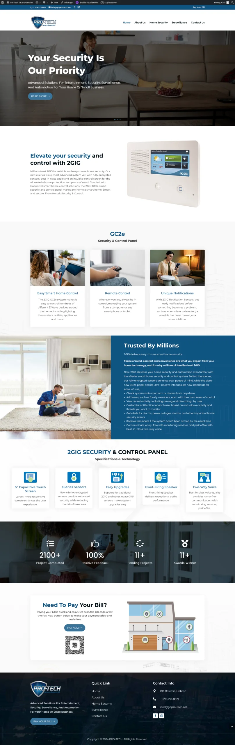 Home Security Website — Product and monitoring site with plan comparison, device detail and an enquiry route.
