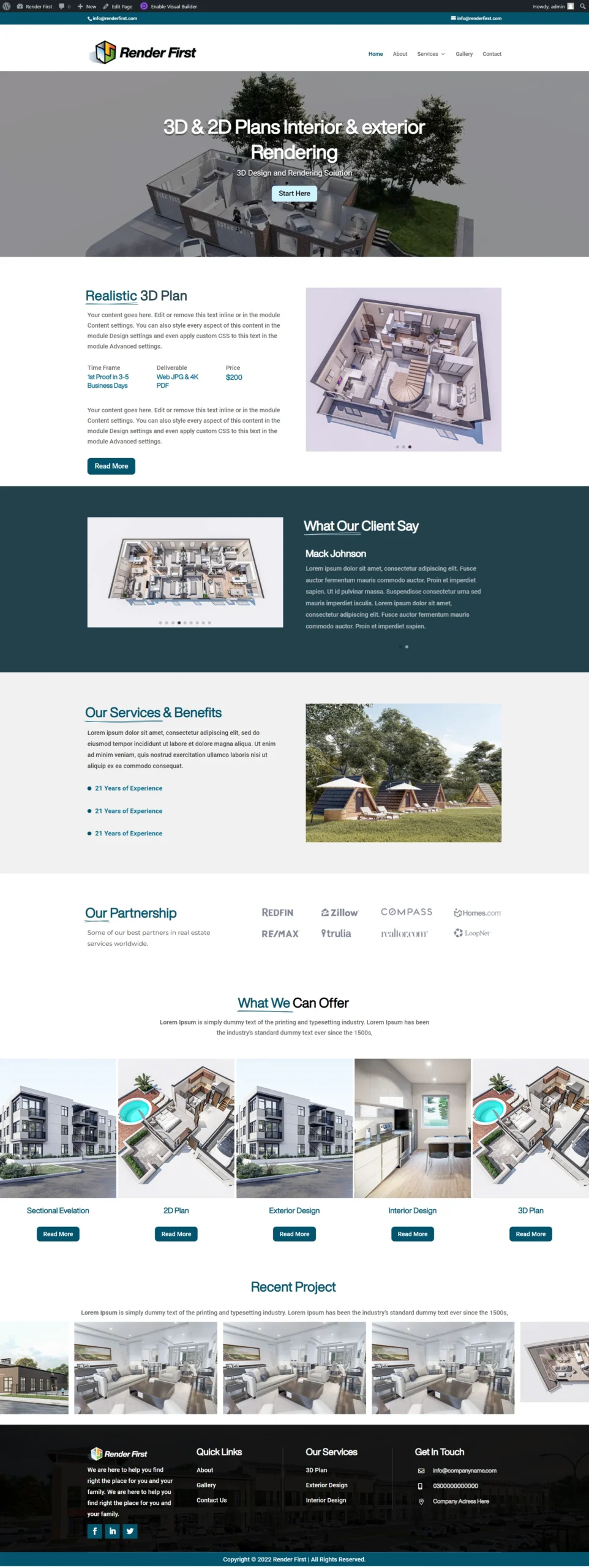 Interior Design Studio — Studio site presenting 3D floor plans, packages and a consultation form.