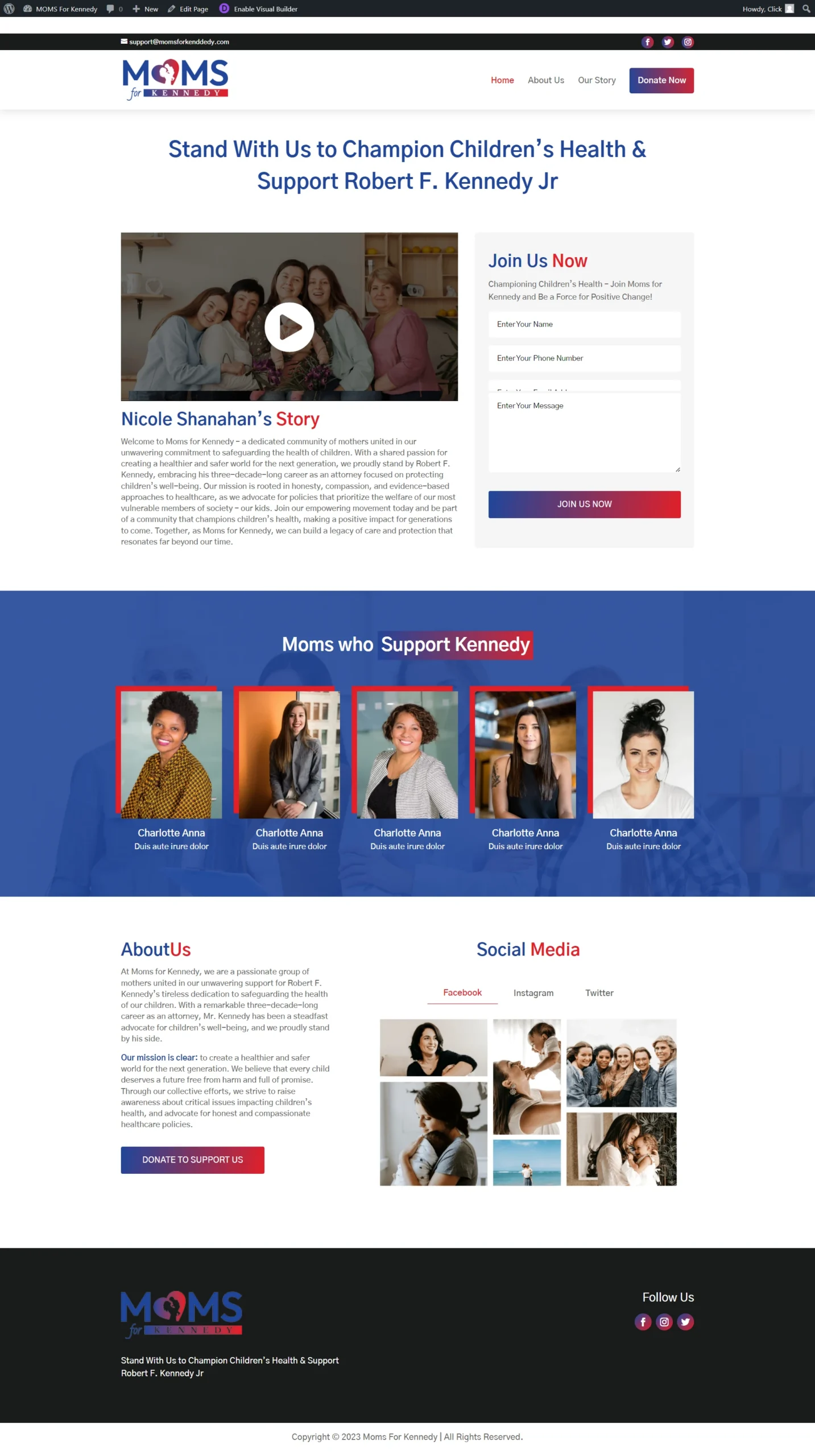 Advocacy Sign-up Page — Supporter sign-up page with a video hero and a short capture form.