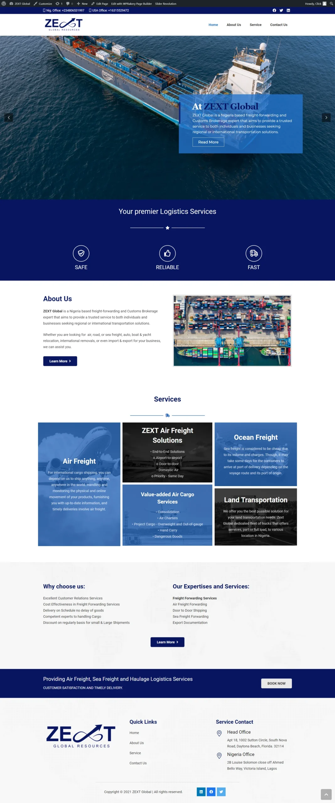 Marine Logistics Site — Shipping company site with service areas, fleet detail and contact routing.