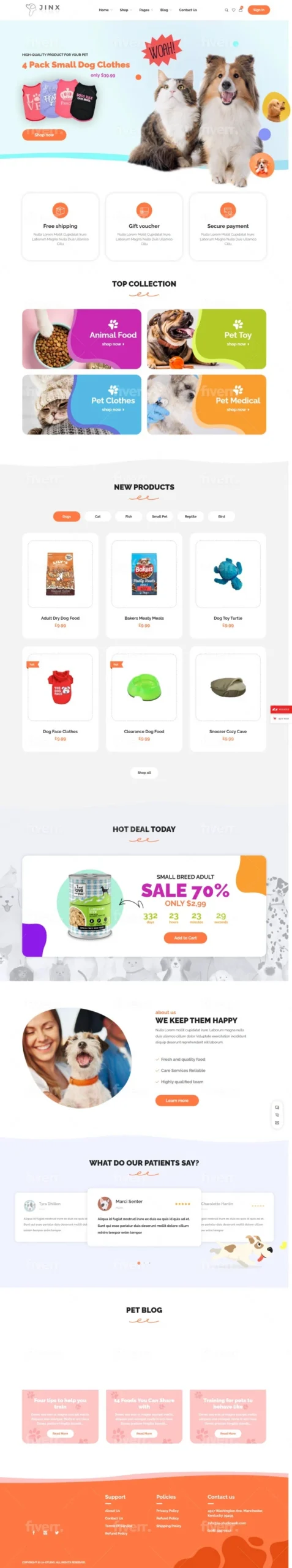 Pet Store Collections Page — Collection page with seasonal ranges, badges and a promoted top row.
